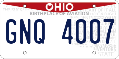 OH license plate GNQ4007