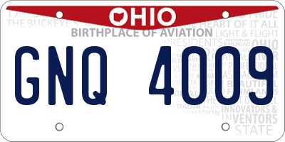 OH license plate GNQ4009