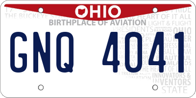 OH license plate GNQ4041