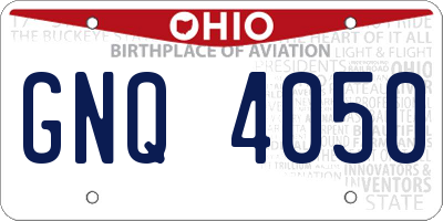 OH license plate GNQ4050