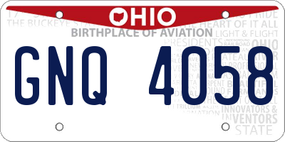 OH license plate GNQ4058
