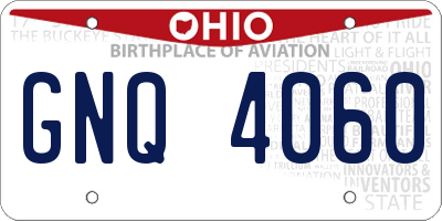 OH license plate GNQ4060