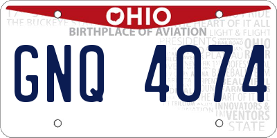 OH license plate GNQ4074