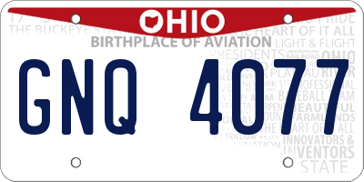 OH license plate GNQ4077