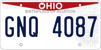 OH license plate GNQ4087