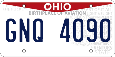 OH license plate GNQ4090