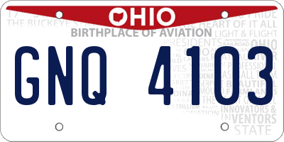 OH license plate GNQ4103