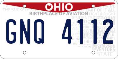 OH license plate GNQ4112