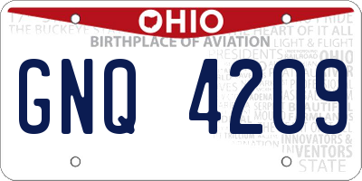 OH license plate GNQ4209