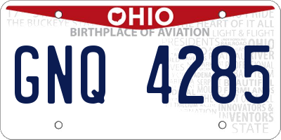 OH license plate GNQ4285
