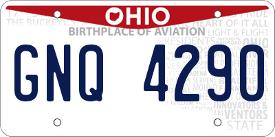OH license plate GNQ4290