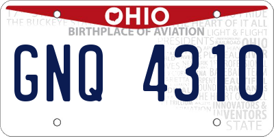OH license plate GNQ4310