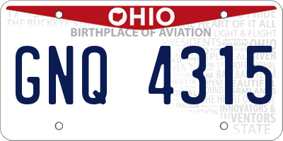 OH license plate GNQ4315