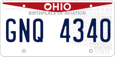 OH license plate GNQ4340