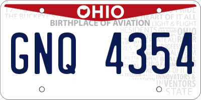 OH license plate GNQ4354