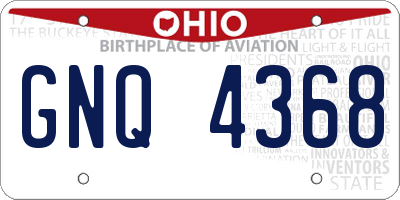 OH license plate GNQ4368