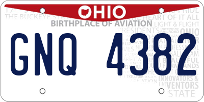 OH license plate GNQ4382