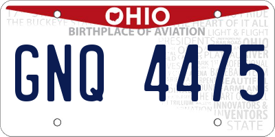 OH license plate GNQ4475