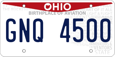 OH license plate GNQ4500