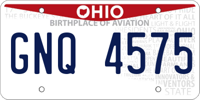 OH license plate GNQ4575