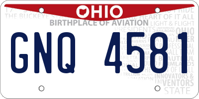 OH license plate GNQ4581
