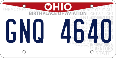 OH license plate GNQ4640