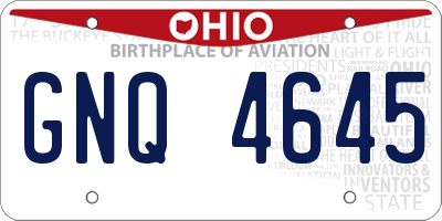 OH license plate GNQ4645
