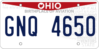 OH license plate GNQ4650