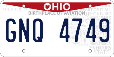 OH license plate GNQ4749