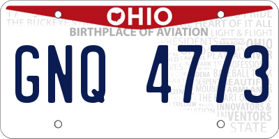 OH license plate GNQ4773