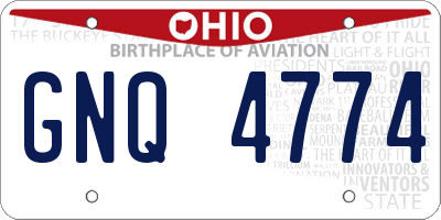 OH license plate GNQ4774