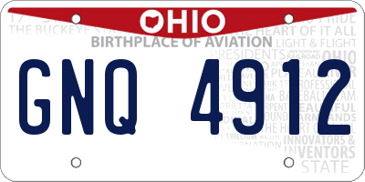 OH license plate GNQ4912