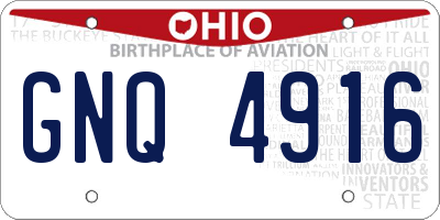 OH license plate GNQ4916