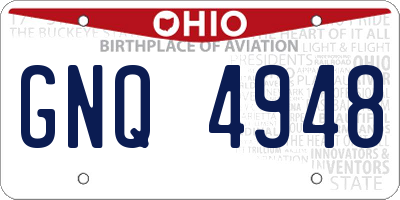 OH license plate GNQ4948