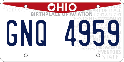 OH license plate GNQ4959