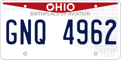 OH license plate GNQ4962