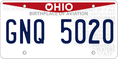 OH license plate GNQ5020