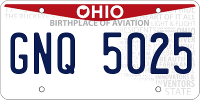 OH license plate GNQ5025