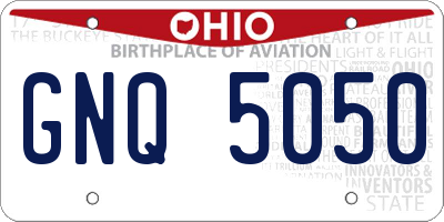 OH license plate GNQ5050