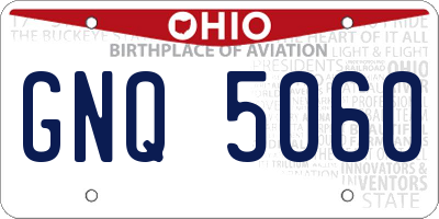 OH license plate GNQ5060