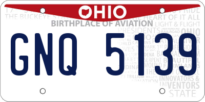 OH license plate GNQ5139