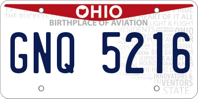 OH license plate GNQ5216