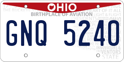 OH license plate GNQ5240