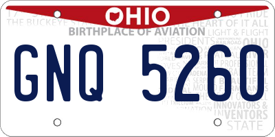 OH license plate GNQ5260