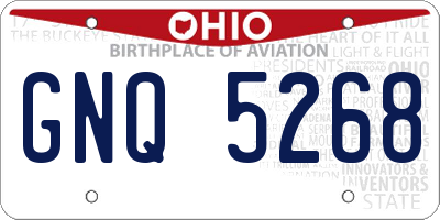 OH license plate GNQ5268