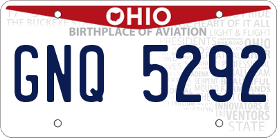 OH license plate GNQ5292