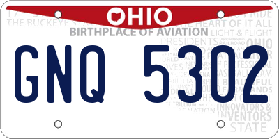 OH license plate GNQ5302