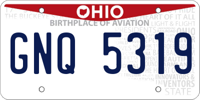 OH license plate GNQ5319