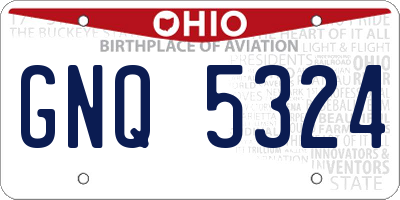 OH license plate GNQ5324