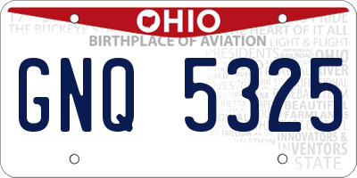 OH license plate GNQ5325